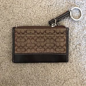Brown Mini Coach Logo Cardholder